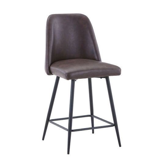 Jofran - Maddox Mid-Century Modern Faux Leather Upholstered Counter Height Barstool (Set of 2) Dark Brown - 2271-MADDOXSTDBN view 2
