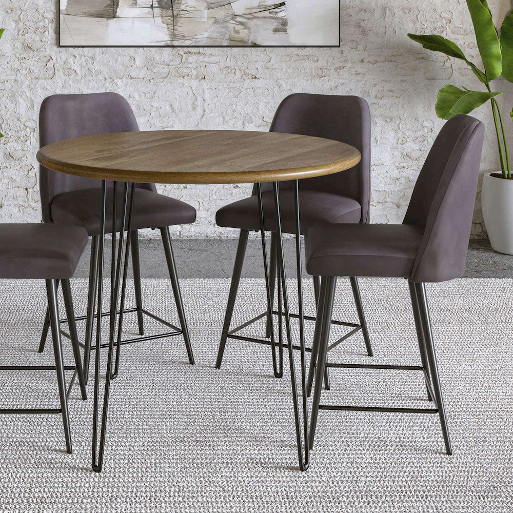 Jofran - Maddox Mid-Century Modern Faux Leather Upholstered Counter Height Barstool (Set of 2) Dark Brown - 2271-MADDOXSTDBN view 8