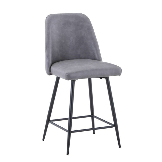 Jofran - Maddox Mid-Century Modern Faux Leather Upholstered Counter Height Barstool (Set of 2) Grey - 2271-MADDOXSTGRY view 2