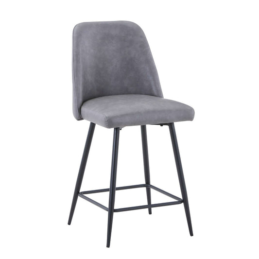 Jofran - Maddox Mid-Century Modern Faux Leather Upholstered Counter Height Barstool (Set of 2) Grey - 2271-MADDOXSTGRY view 2
