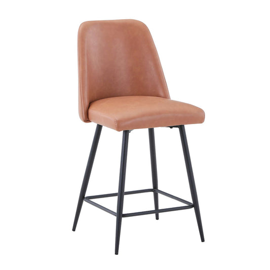 Jofran - Maddox Mid-Century Modern Faux Leather Upholstered Counter Height Barstool (Set of 2) Light Brown - 2271-MADDOXSTLBN view 2