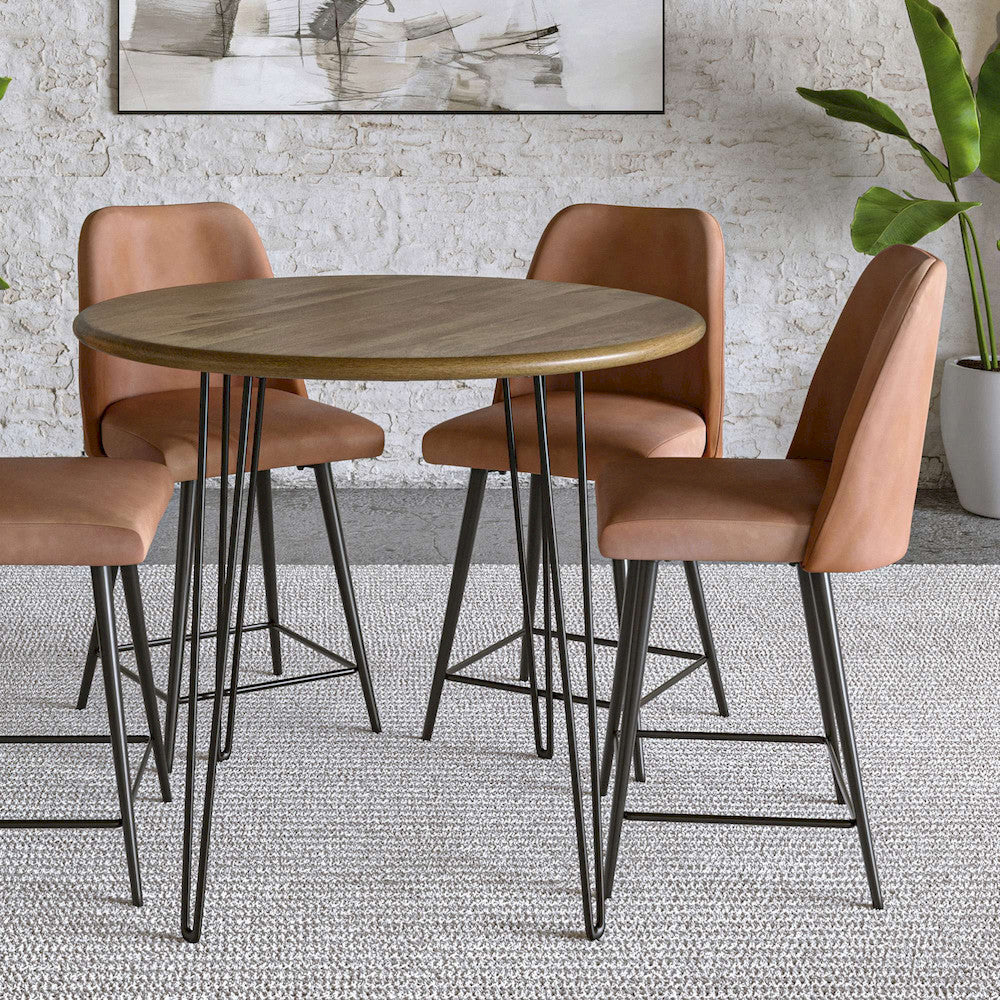 Jofran - Maddox Mid-Century Modern Faux Leather Upholstered Counter Height Barstool (Set of 2) Light Brown - 2271-MADDOXSTLBN view 8