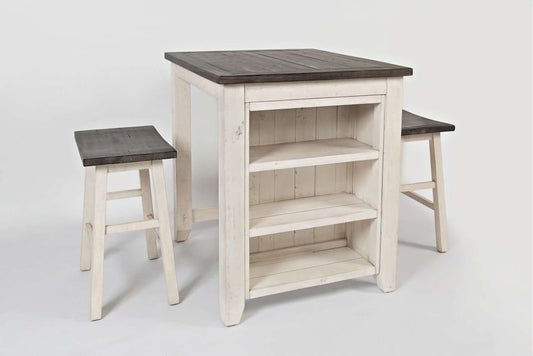 Jofran - Madison County 3pc Counter Height Set in Vintage white - 1706-36 view 2