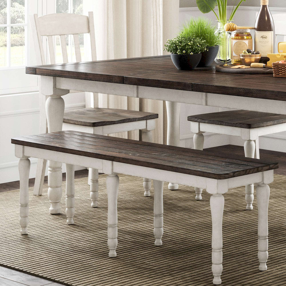 Jofran - Madison County Reclaimed Pine 54in Dining Bench - Vintage White - 1706-14KD view 6