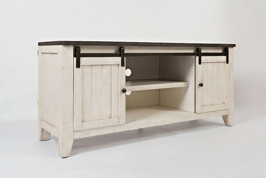 Jofran - Madison County Reclaimed Pine 60in Console with gliding Barn Door - Vintage White - 1706-60 view 2