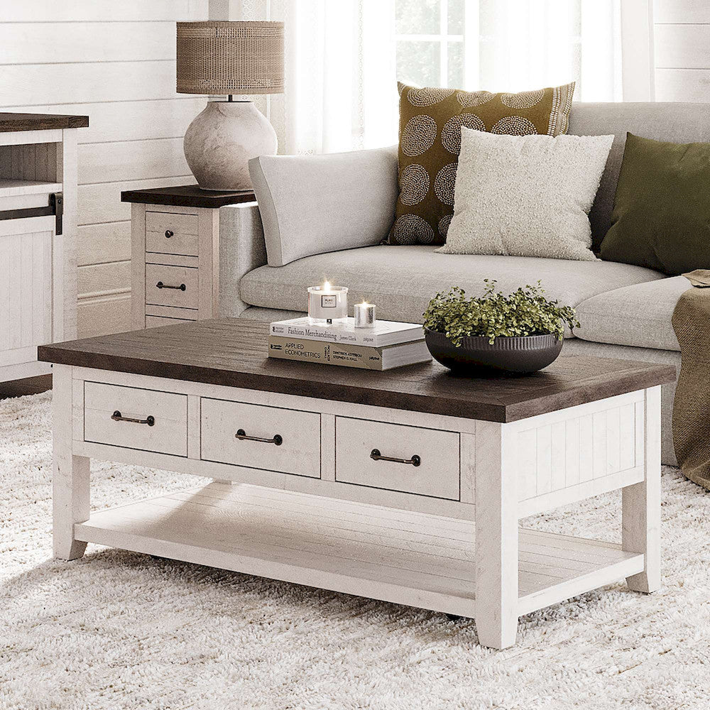 Jofran - Madison County Reclaimed Pine Harris 3 Drawer Cocktail Table - Vintage White - 1706-11 view 11