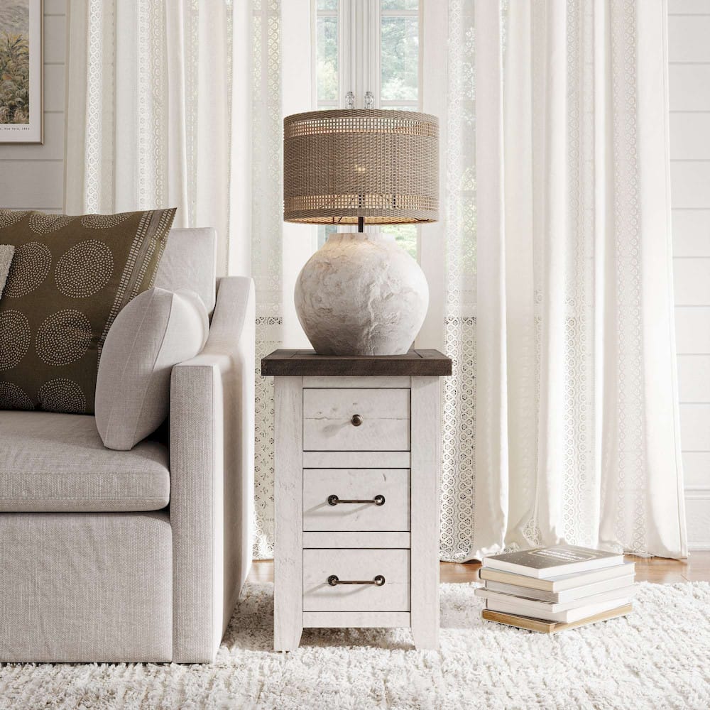 Jofran - Madison County Reclaimed Pine Harris USB Charging Chairside Table - Vintage White - 1706-18 view 13