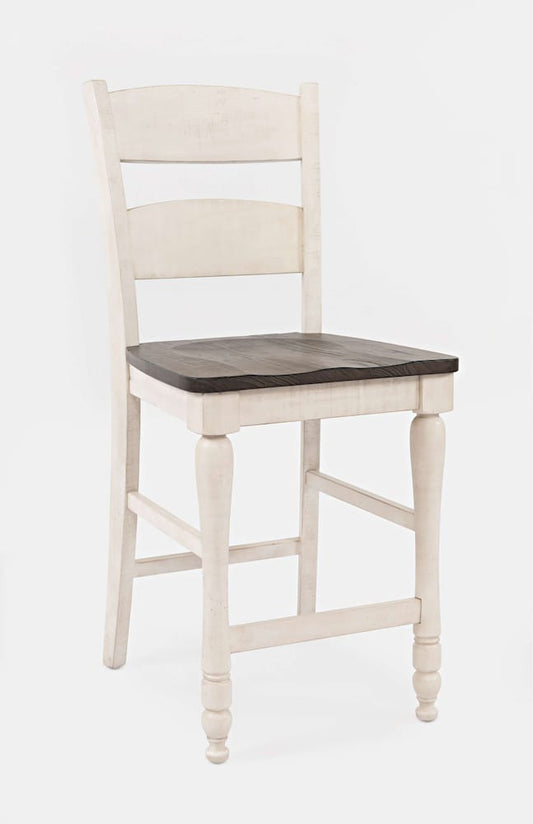 Jofran - Madison County Reclaimed Pine Ladderback Counter Stool (Set of 2) - Vintage White - 1706-BS401KD view 2