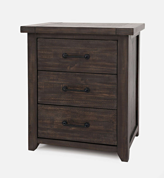Jofran - Madison County Rustic Reclaimed Solid Wood Farmhouse USB Charging Nightstand in Barnwood Brown - 1700B-90ST view 2