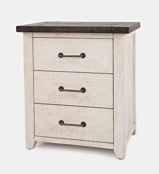 Jofran - Madison County Rustic Reclaimed Solid Wood Farmhouse USB Charging Nightstand in Vintage White - 1706B-90ST view 2