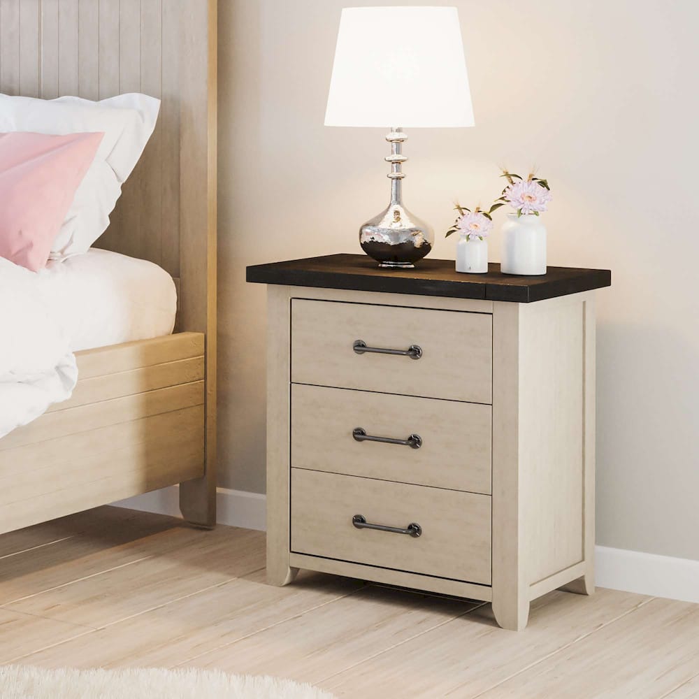 Jofran - Madison County Rustic Reclaimed Solid Wood Farmhouse USB Charging Nightstand in Vintage White - 1706B-90ST view 10