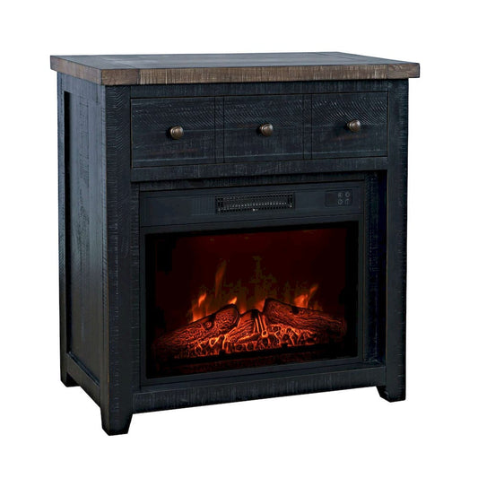 Jofran - Madison County Solid Wood Rustic 32in Farmhouse Electric Fireplace Console TV Stand in Antique Black - 1702-FP32 view 2
