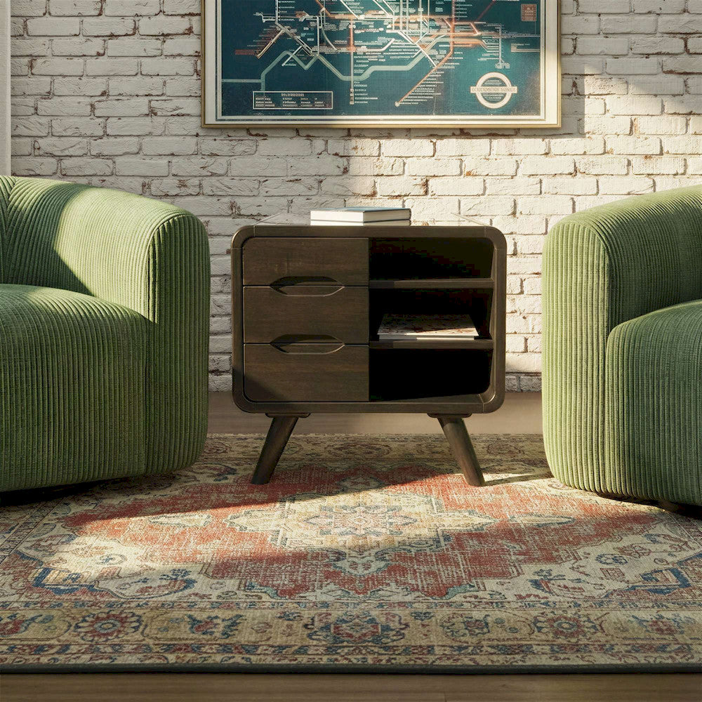 Jofran - Marlowe Mid-Century Modern 24in Curved End Table with Storage Drawers, Dark Brown - 2240-6 view 11