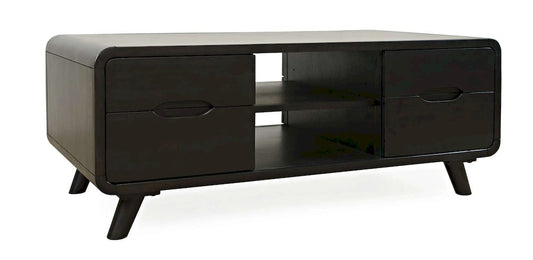 Jofran - Marlowe Mid-Century Modern 48in Curved Coffee Table with Storage Drawers, Dark Brown - 2240-5 view 2