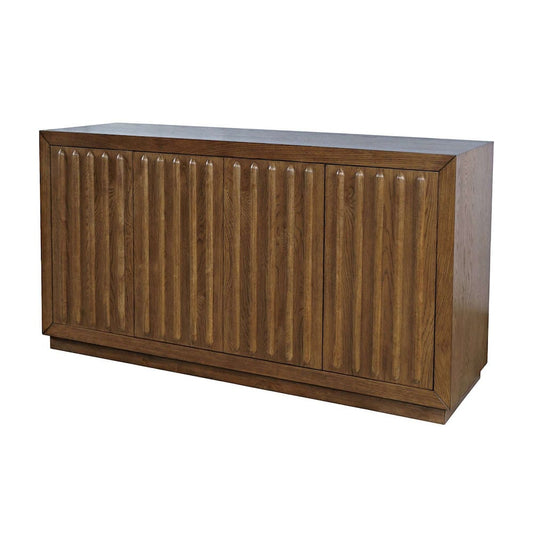 Jofran - Maven 60in Mid-Century Modern Fluted Four Door Sideboard Storage Cabinet in Chestnut - 2421-MAVENCHS view 2