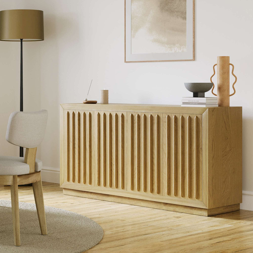 Jofran - Maven 60in Mid-Century Modern Fluted Four Door Sideboard Storage Cabinet in Natural - 2421-MAVENNAT view 13