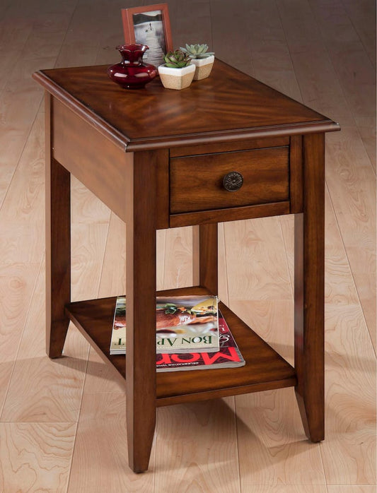 Jofran - Medium Brown Chairside Table With Bookmatch - 1031-7 view 2
