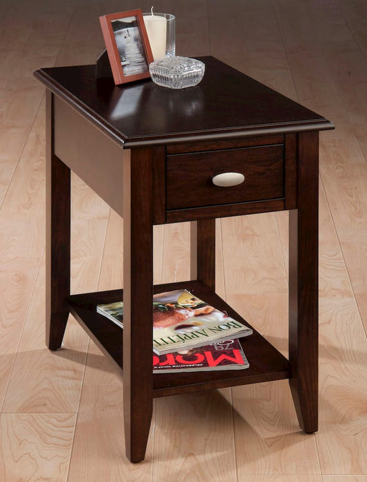 Jofran - Merlot Chairside Table W/Bookmatch Inlay, Quarter Round Edge And Oval Brushed Nickle Hardware - 1030-7 view 2