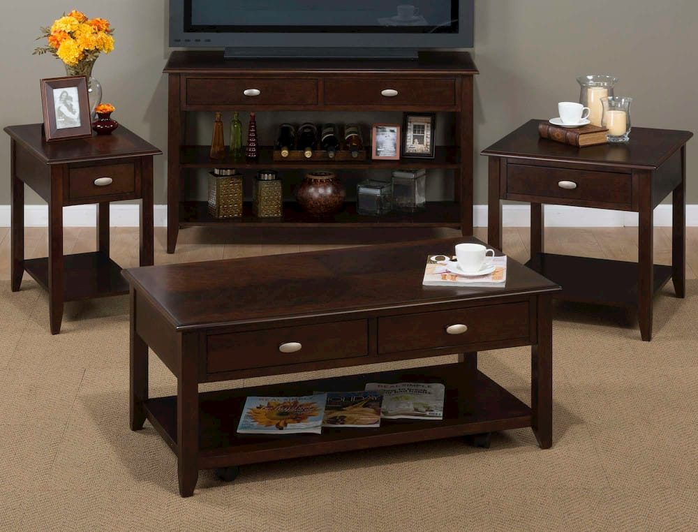 Jofran - Merlot End Table W/One Drawer, One Shelf And Oval Brushed Nickel Hardware - 1030-3 view 4