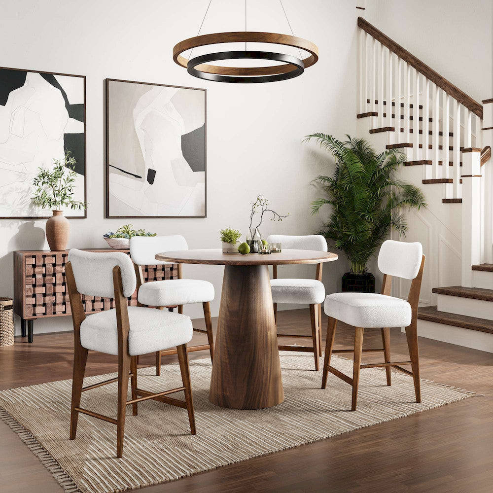 Jofran - Nash Mid-Century Modern Five Piece Counter Height Dining Set with Upholstered Barstools in Walnut - 2271-NSH45B-4WESTW view 7