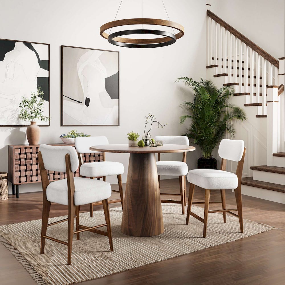 Jofran - Nash Mid-Century Modern Five Piece Counter Height Dining Set with Upholstered Barstools in Walnut - 2271-NSH45B-4WESTW view 7