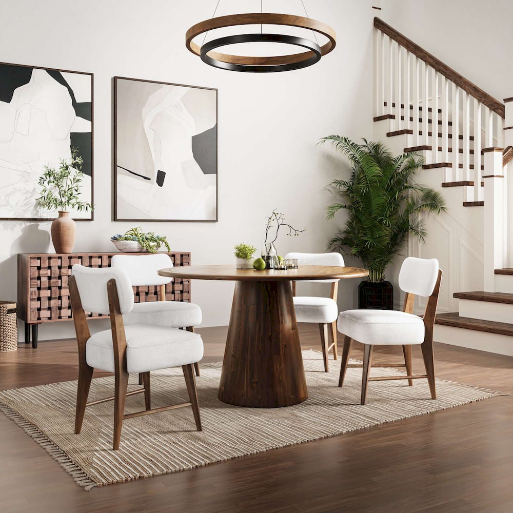 Jofran - Nash Mid-Century Modern Five Piece Pedestal Dining Set with Upholstered Chairs in Walnut - 2271-NSH50B-4WESCW view 8