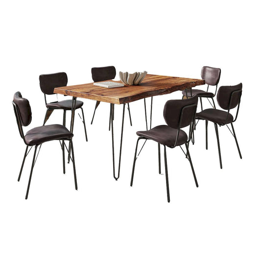 Jofran - Natures Edge 60in Seven Piece Modern Dining Set with Upholstered Contemporary Chairs - Chestnut and Dark Brown, Chestnut and Dark Brown - 1781-60D-6-OWNCHDBN view 2