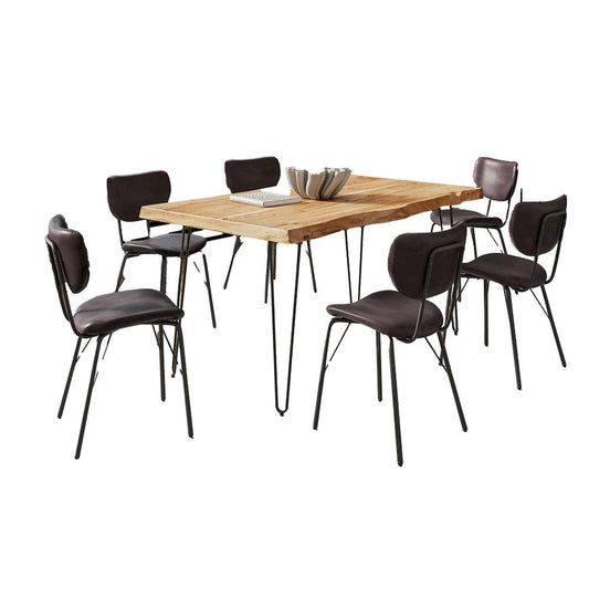 Jofran - Natures Edge 60in Seven Piece Modern Dining Set with Upholstered Contemporary Chairs - Natural and Dark Brown, Natural and Dark Brown - 1985-60D-6-OWNCHDBN view 2