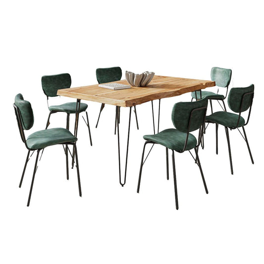 Jofran - Natures Edge 60in Seven Piece Modern Dining Set with Upholstered Contemporary Chairs - Natural and Jade, Natural and Jade - 1985-60D-6-OWNCHJD view 2