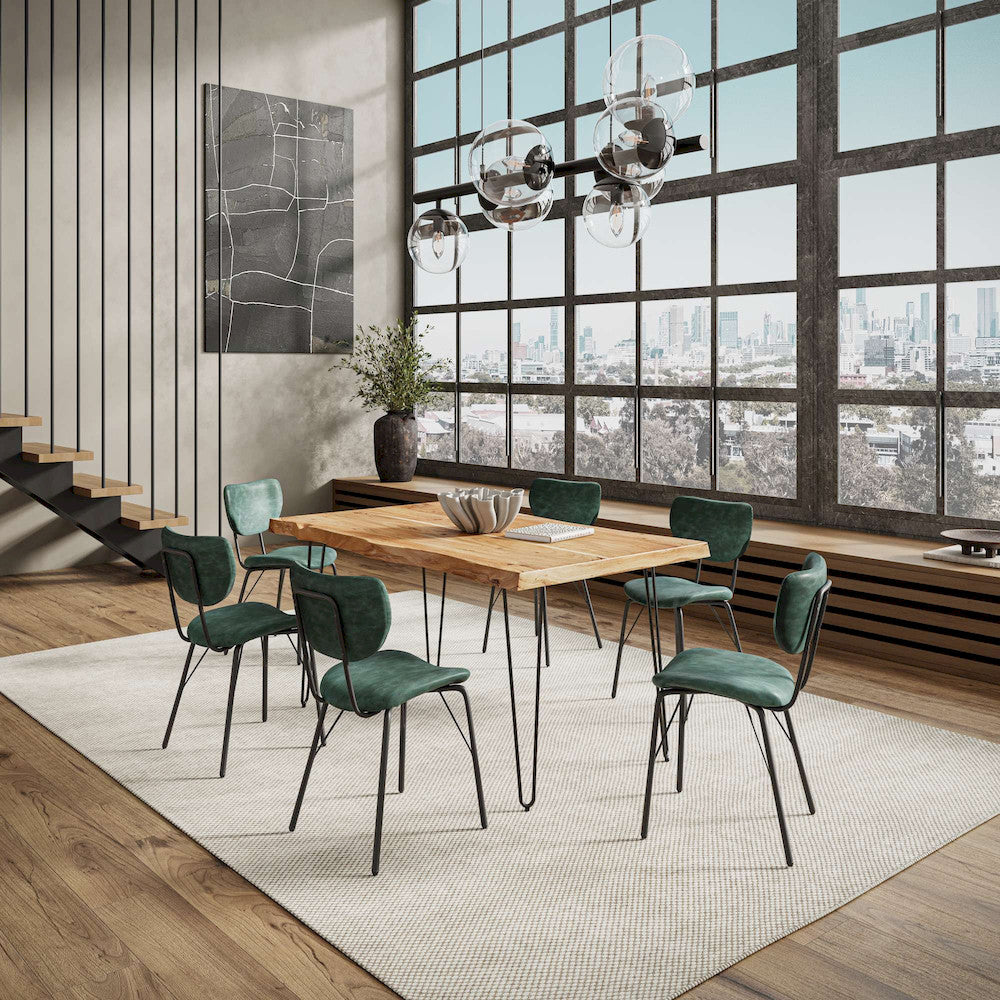 Jofran - Natures Edge 60in Seven Piece Modern Dining Set with Upholstered Contemporary Chairs - Natural and Jade, Natural and Jade - 1985-60D-6-OWNCHJD view 10