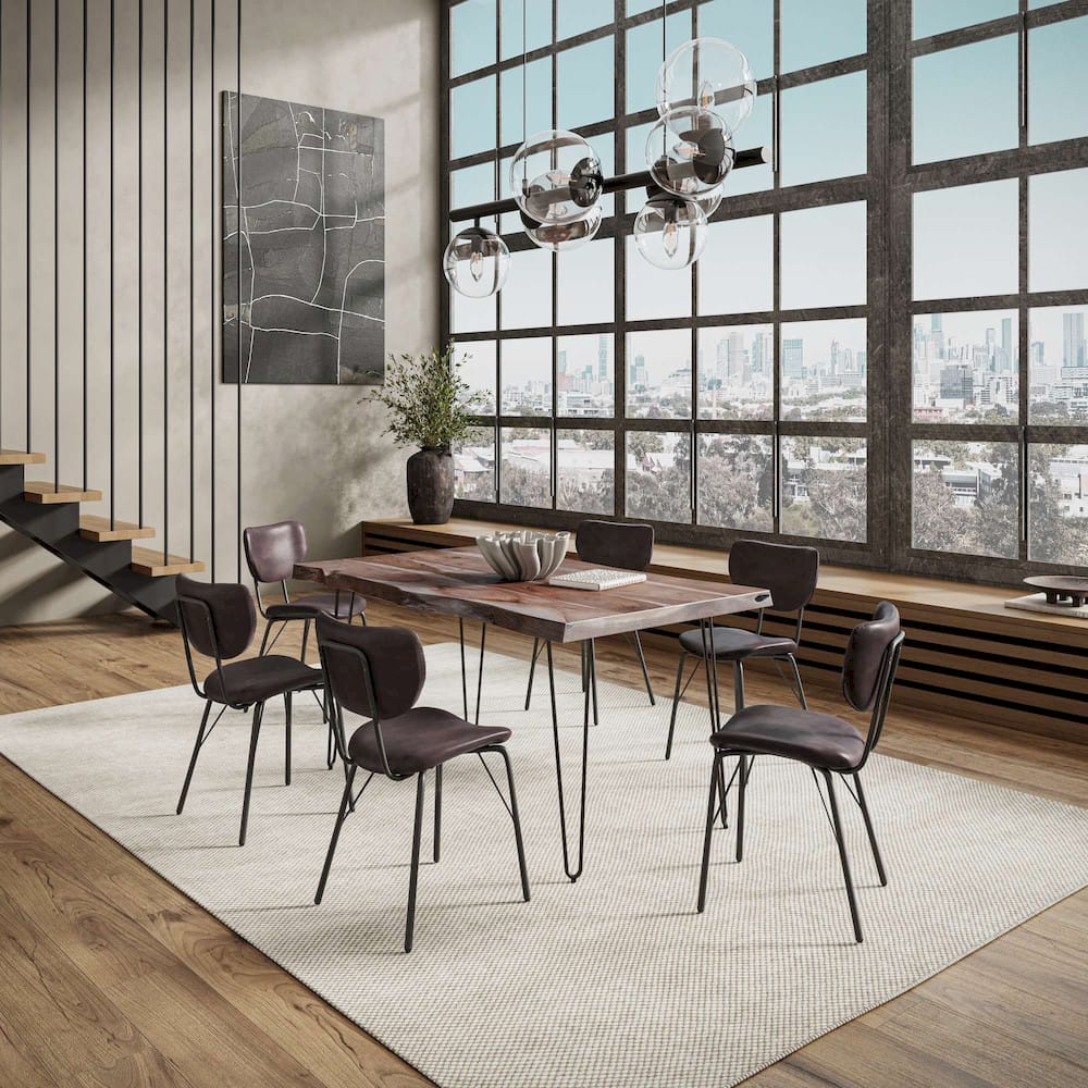Jofran - Natures Edge 60in Seven Piece Modern Dining Set with Upholstered Contemporary Chairs - Slate and Dark Brown, Slate and Dark Brown - 1981-60D-6-OWNCHDBN view 10