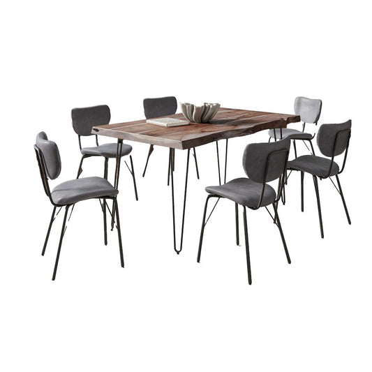 Jofran - Natures Edge 60in Seven Piece Modern Dining Set with Upholstered Contemporary Chairs - Slate and Grey, Slate and Grey - 1981-60D-6-OWNCHGRY view 2