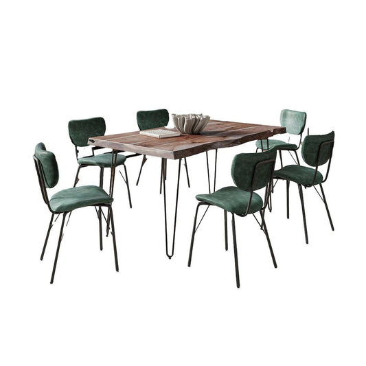 Jofran - Natures Edge 60in Seven Piece Modern Dining Set with Upholstered Contemporary Chairs - Slate and Jade, Slate and Jade - 1981-60D-6-OWNCHJD view 2