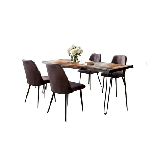 Jofran - Natures Edge Five Piece Solid Acacia Dining Set with Upholstered Mid-Century Modern Chairs, Chestnut and Dark Brown - 1781-79D-4-DOXCHDBN view 2