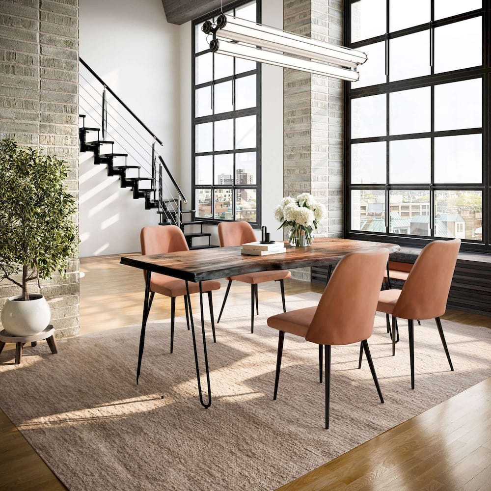 Jofran - Natures Edge Five Piece Solid Acacia Dining Set with Upholstered Mid-Century Modern Chairs, Chestnut and Light Brown - 1781-79D-4-DOXCHLBN view 9