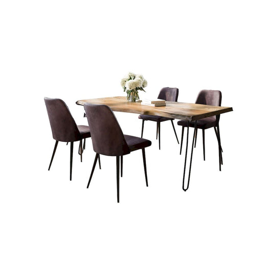 Jofran - Natures Edge Five Piece Solid Acacia Dining Set with Upholstered Mid-Century Modern Chairs, Natural and Dark Brown - 1985-79D-4-DOXCHDBN view 2