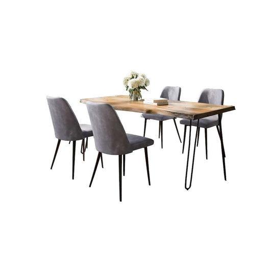 Jofran - Natures Edge Five Piece Solid Acacia Dining Set with Upholstered Mid-Century Modern Chairs, Natural and Grey - 1985-79D-4-DOXCHGRY view 2