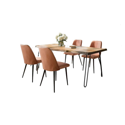 Jofran - Natures Edge Five Piece Solid Acacia Dining Set with Upholstered Mid-Century Modern Chairs, Natural and Light Brown - 1985-79D-4-DOXCHLBN view 2