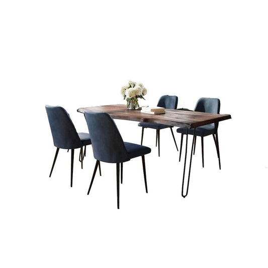 Jofran - Natures Edge Five Piece Solid Acacia Dining Set with Upholstered Mid-Century Modern Chairs, Slate and Blueberry - 1981-79D-4-DOXCHBLB view 2