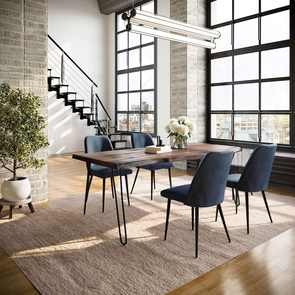 Jofran - Natures Edge Five Piece Solid Acacia Dining Set with Upholstered Mid-Century Modern Chairs, Slate and Blueberry - 1981-79D-4-DOXCHBLB view 9