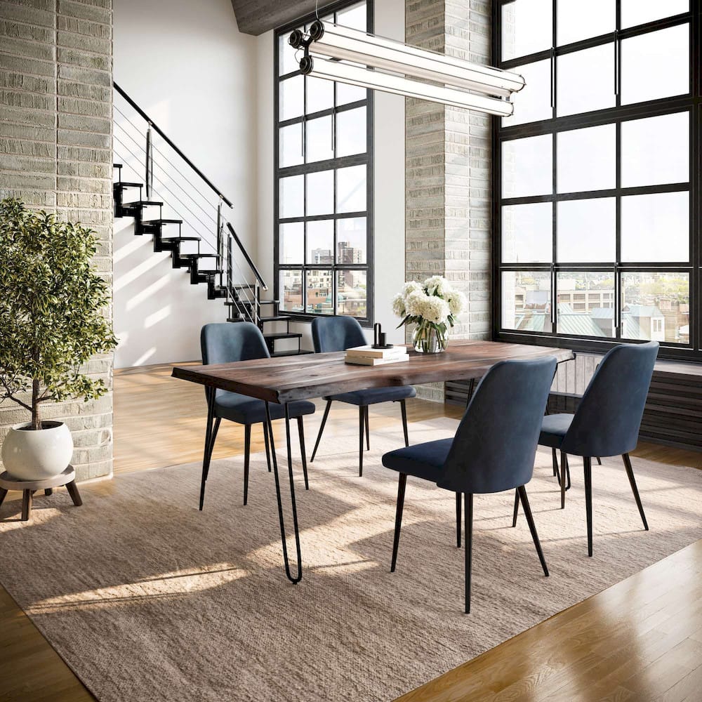 Jofran - Natures Edge Five Piece Solid Acacia Dining Set with Upholstered Mid-Century Modern Chairs, Slate and Blueberry - 1981-79D-4-DOXCHBLB view 9