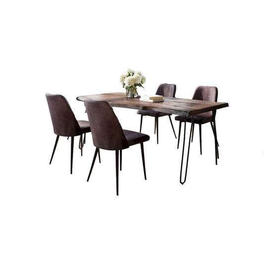 Jofran - Natures Edge Five Piece Solid Acacia Dining Set with Upholstered Mid-Century Modern Chairs, Slate and Dark Brown - 1981-79D-4-DOXCHDBN view 2