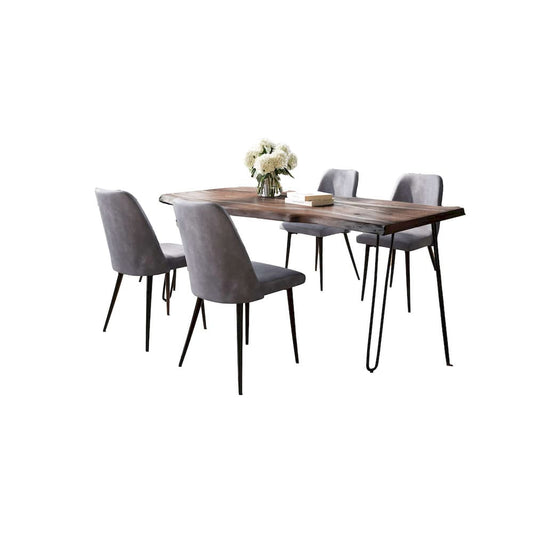 Jofran - Natures Edge Five Piece Solid Acacia Dining Set with Upholstered Mid-Century Modern Chairs, Slate and Grey - 1981-79D-4-DOXCHGRY view 2