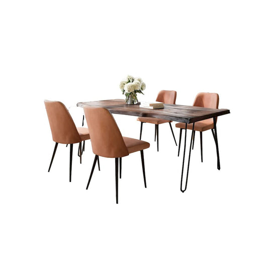 Jofran - Natures Edge Five Piece Solid Acacia Dining Set with Upholstered Mid-Century Modern Chairs, Slate and Light Brown - 1981-79D-4-DOXCHLBN view 2