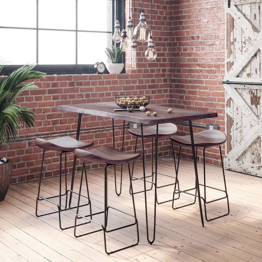 Jofran - Natures Edge Solid Acacia 52in Five-Piece Dining Set with Backless Barstools - 1981-52C-4 view 12