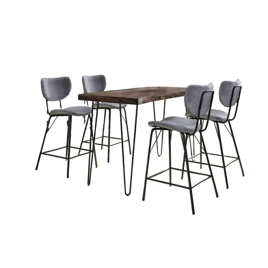 Jofran - Natures Edge Solid Acacia Five Piece Counter Height Dining Set with Modern Upholstered Faux Leather Barstools, Slate and Grey - 1981-52C-4-OWNSTGRY view 2