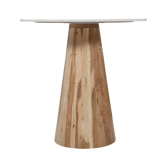 Jofran - Nolan Luxury Mid-Century Modern 30in Round Marble and Wood Pedestal Dining Table in Natural - 2330-NOLANDBTKT veiw 2