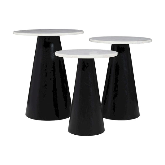 Jofran - Nolan Marble Top Three Pack Solid Wood Accent Table Set - Black - 2330-NOLANBLK view 2