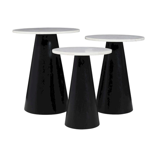 Jofran - Nolan Marble Top Three Pack Solid Wood Accent Table Set - Black - 2330-NOLANBLK view 2
