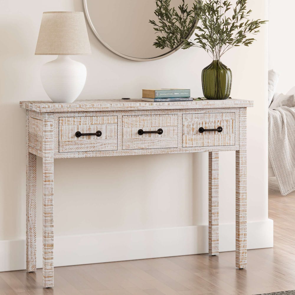 Jofran - North Coast 42in Washed Finish Three Drawer USB Charging Console Table - White Wash - 2075-42 view 12